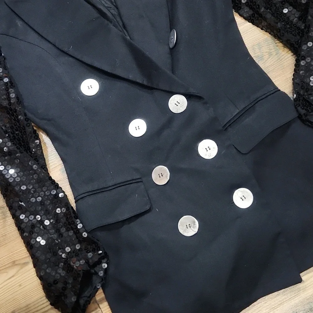 Express Vintage 90s Baddie Glam Mob Wife Sequin Sparkle Mini Blazer Dress Small